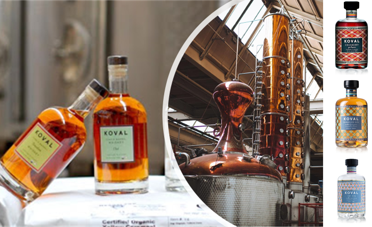 Koval destileria de chcago whisky y ginebra