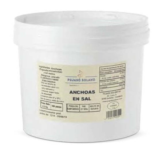 Anchoas del cantábrico en salazón  Cubo 100 piezas 4,5kg