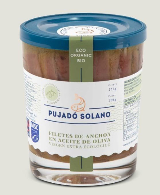 Anchoas en AOVE ecológico  vaso de cristal 235gr