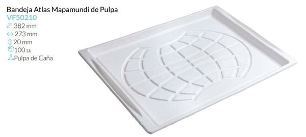 Bandeja Atlas Mapamundi De Pulpa 273X381X20 Mm Caja 100 un.
