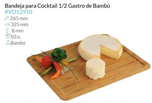 Bandeja Bambu 1/2 Gastro 325X265X8 Mm Caja 10 un.