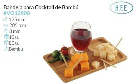 Bandeja Cocktail Bambu 205X125X8 Mm Pack 10 Un.