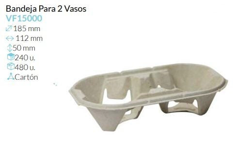 Bandeja De Carton Para 2 Vasos 185X112X50 Mm Pack 240 Unidades
