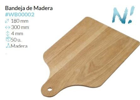 Bandeja De Madera 300X180X4 Mm Caja 50 un.