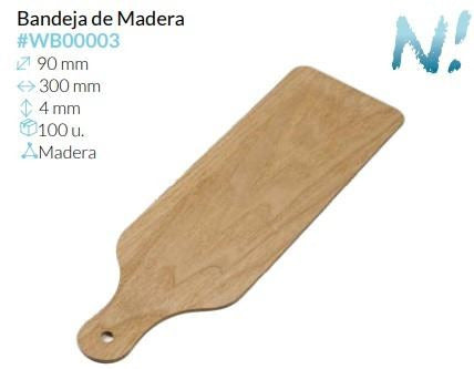 Bandeja De Madera 300X90X4 Mm Caja 100 un.
