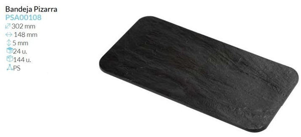 Bandeja Pizarra Negra Con Canto Romo 302X148X5 Mm 24 und