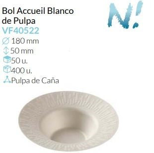 Bol Accueil Blanco De Pulpa Ø 180 Alto 50 Mm Pack 50 Un.