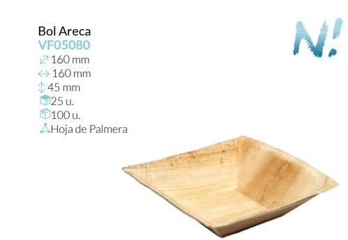 Bol Areca 160X160X45 Mm Hoja De Palmera Pack 25 Un.