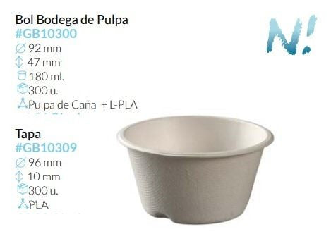 Bol Bodega De Pulpa Ø 92 Alto 47 Mm  180 Ml Caja 300 Unidades
