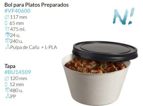 Bol De Pulpa Ø 117 Alto 65 Mm  475 Ml  Pack 24 Unidades