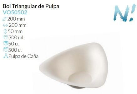 Bol Triangular De Pulpa 200X200X50 Mm 300 Ml Pack 50 Un.