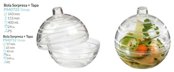 Bola Sorpresa Tte. + Tapa Ø 57 Alto 65 Mm 40 Ml Pack 6 Unid