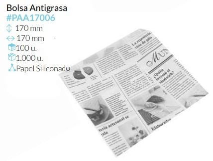 Bolsa Bocata Antigrasa 170X170 Mm Pack 100 Unidades