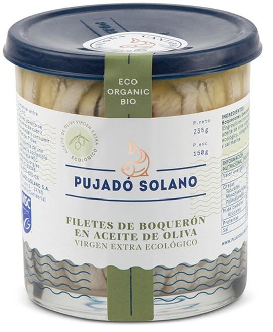 Boqueron en AOVE ecológico  Vaso de cristal 235gr