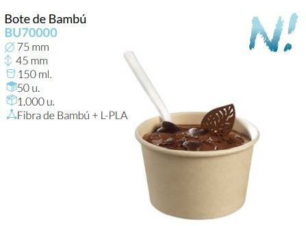 Bote De Bambu Ø 75 Alto 45 Mm 150 Ml Pack 50 Unidades