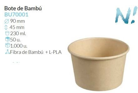 Bote De Bambu Ø 90 Alto 45 Mm 230 Ml Pack 50 Unidades