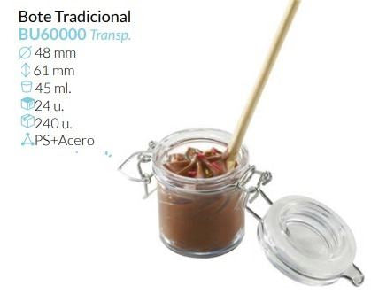 Bote Tradicional Tte Cierre Hermético Ø 48 Alto 61 Mm 45 Ml Pack 24 Unid