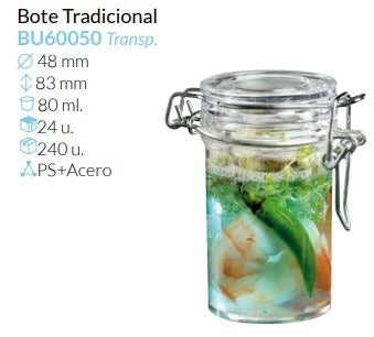 Bote Tradicional Tte Cierre Hermético Ø 48 Alto 83 Mm 80 Ml Pack 24 Unid