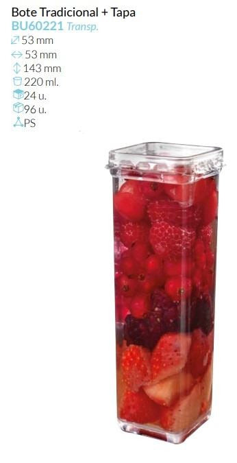 Bote Tradicional Tte+Tapa Tte 53X53X143 Mm. 220 Ml. Pack 24 Unid