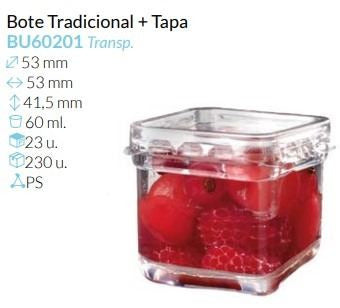 Bote Tradicional Tte+Tapa Tte 53X53X41´5 Mm. 60 Ml. Pack 23 Unid