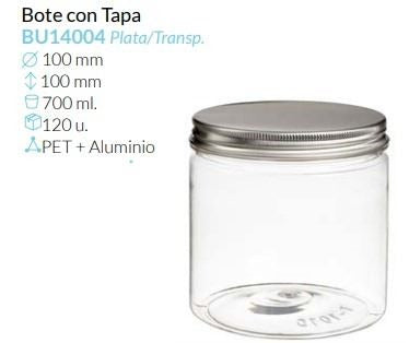 Bote Tte. Con Tapa Plata Ø 100Mm Alto 100Mm 700 Ml Caja 120 Unid