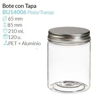 Bote Tte. Con Tapa Plata Ø 65Mm Alto 85 Mm 210 Ml Caja 120 Unid