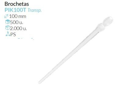 Brocheta "100" 100 Mm Transparente Pack 500 Unid