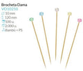 Brocheta Bambu Dama 5 Colores Ø 10, Alto 120 Mm  Pack 100 Unidades
