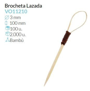 Brocheta Bambu Lazada Ø 3, Alto 100 Mm  Pack 100 Unidades