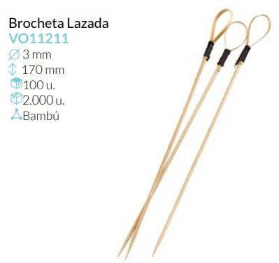 Brocheta Bambu Lazada Ø 3, Alto 170 Mm  Pack 100 Unidades