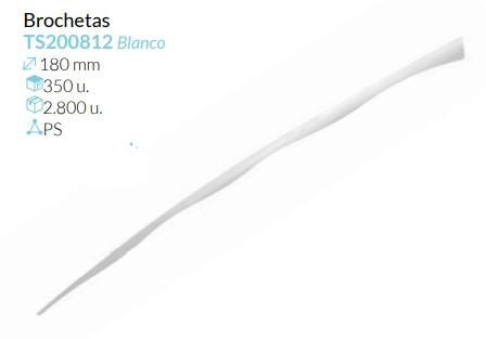 Brocheta Blanca 180 Mm Pack 350 Unid
