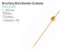 Brocheta Bola Bambu Grabada Alto 120 Pack 200 Unidades