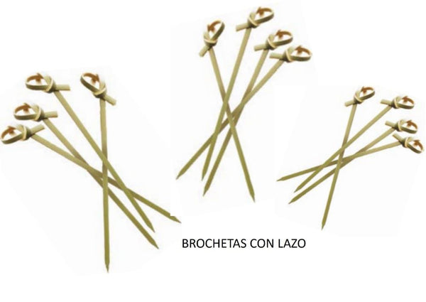 Brocheta de Bambú con Lazo varios tamaños 200 unidades