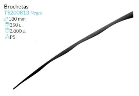 Brocheta Negra 180 Mm Pack 350 Unid