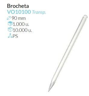 Brocheta Plastico Transparente 90 Mm Pack 1000 Unid