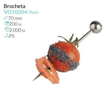 Brocheta Plata 70 Mm Pack 200 Unid
