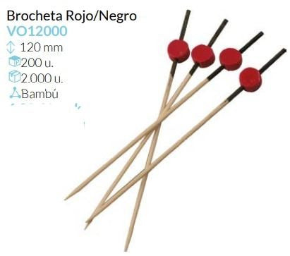Brocheta Rojo/Negro 120 Mm Pack 200 Unidades