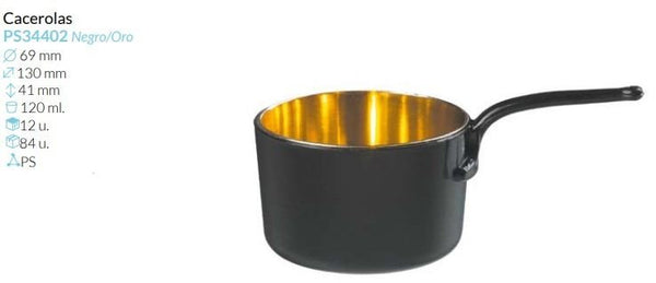 Cacerola Negro Oro Ø 69+61 Alto 41 Mm 120 Ml. Pack 12 Unid