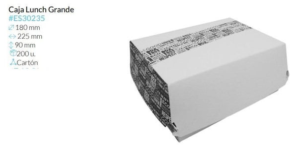Caja Cartón Lunch Grande 180X225X90 Mm Caja 200 Unidades