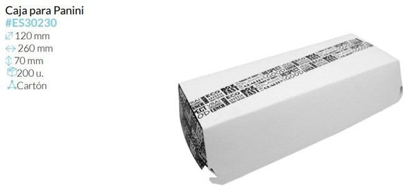 Caja Cartón Para Panini 120X260X70 Mm  Caja 200 Unidades