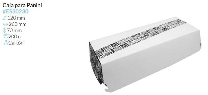 Caja Cartón Para Panini 120X260X70 Mm  Caja 200 Unidades