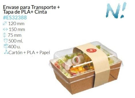 Caja Para Transporte+Tapa+ Cinta 150X120X75 Mm 500 Ml Caja 400 Unidades