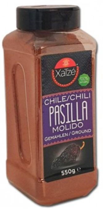 Chile Seco Pasilla en Polvo - Xatzé Bote 550g