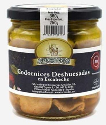 Codornices deshuesadas Bote de cristal 360ge