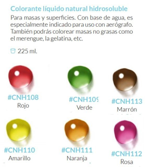 Colorante Liquido HIDROSOLUBLE 225ml Varios colores
