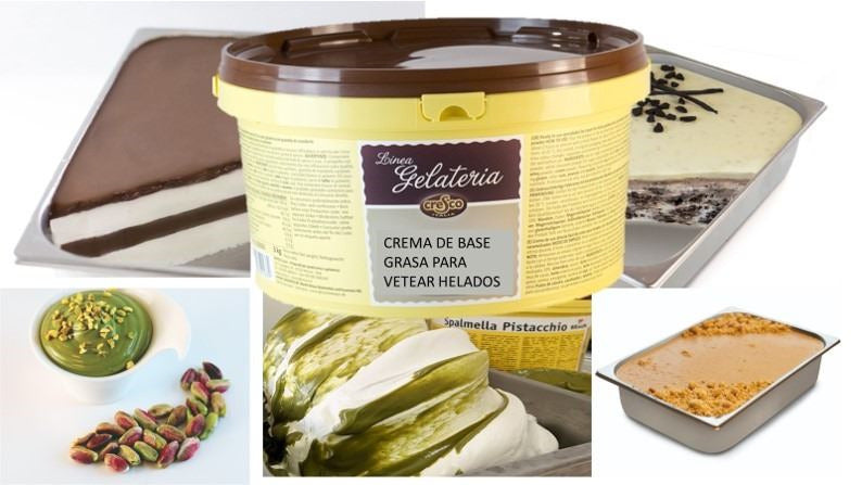 Cremas de base grasa para vetear helados (varios sabores)
