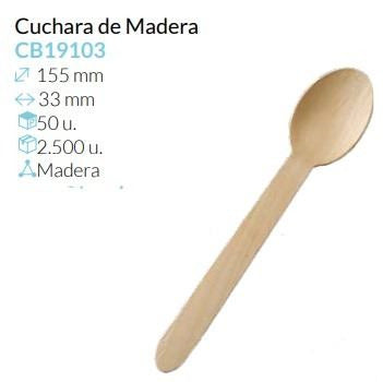 Cuchara De Madera 155X33 Mm Pack 50 Unidades