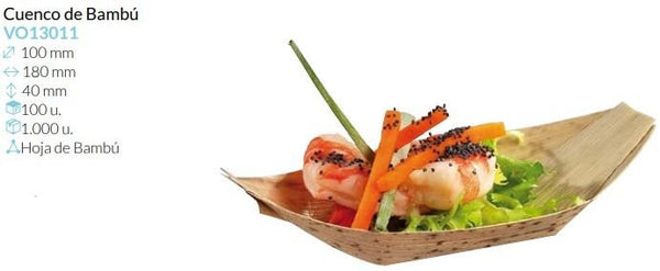 Cuenco Bambu 180X100X40 Mm Pack 100 Un.