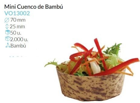 Cuenco Bambu Alto Mm 25 Ø 70 Mm Pack 50 Un.