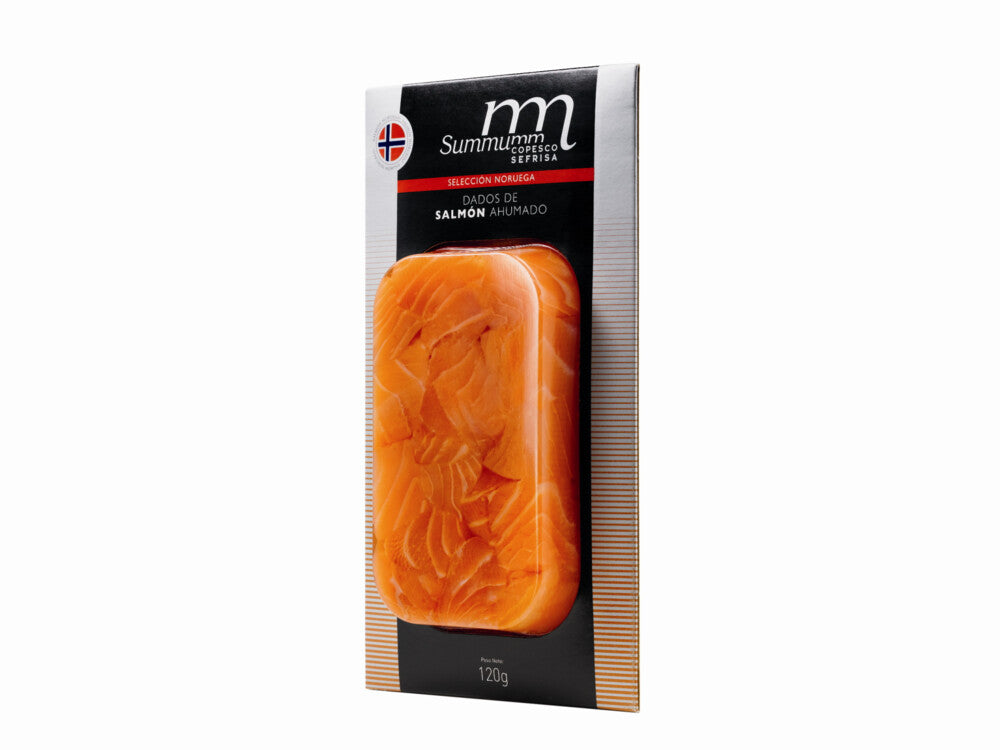 Dados De Salmón Ahumado Sobres De 120 Gr (Caja de 6 und)
